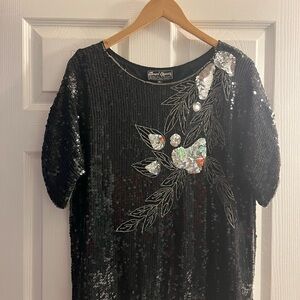 Elegant Black Sequin Top